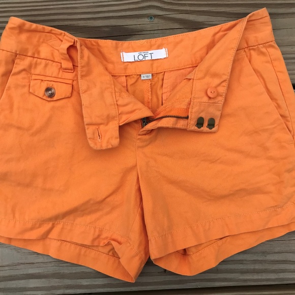 Ann Taylor Loft Women Short Shorts Orange Cotton - Picture 5 of 8